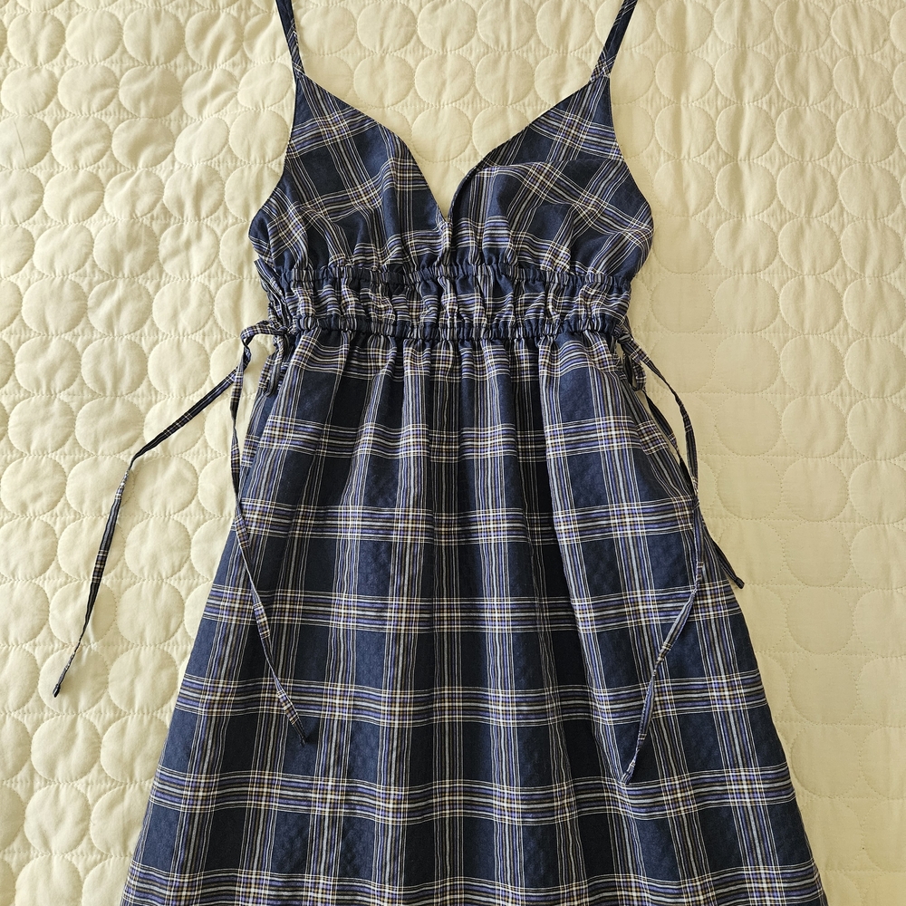 Gu Uniqlo Blue Plaid Dress Size S
